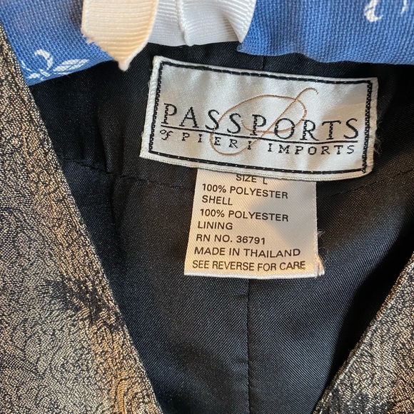 •2/$25• VTG 80s/90s Long Button-Down Gray & Black Paisley Vest - Picture 5 of 6